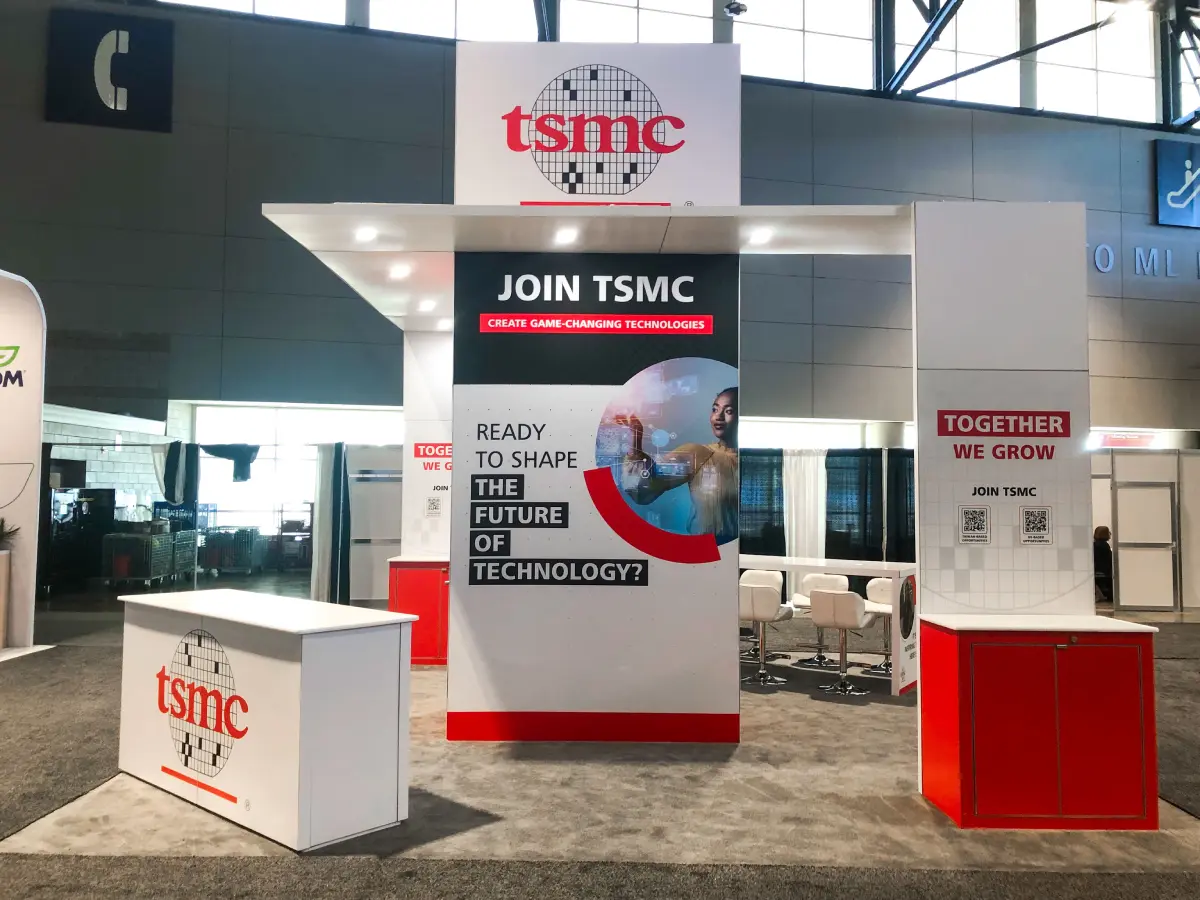 Custom TSMC exhibit environment supporting conference marketing initiatives