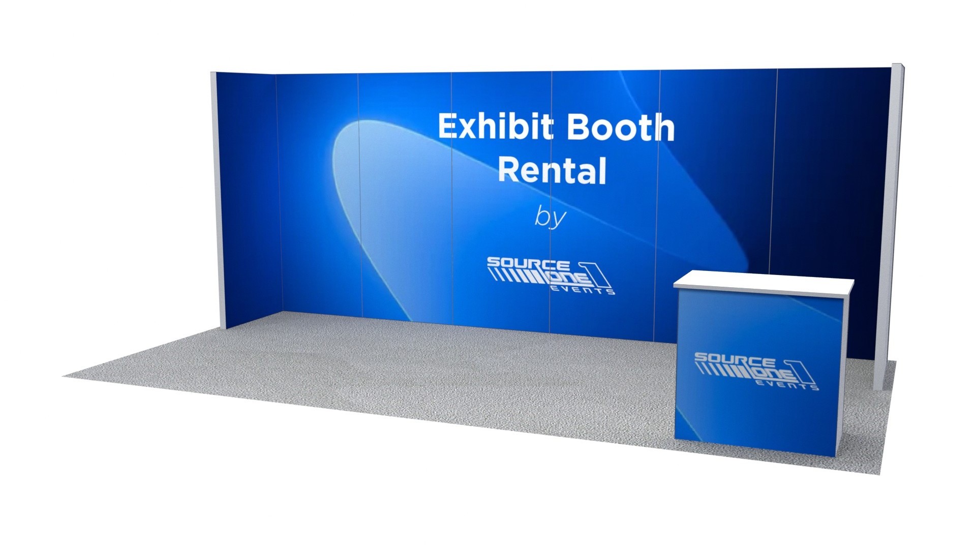 BM201 trade show booth with large branded backdrop