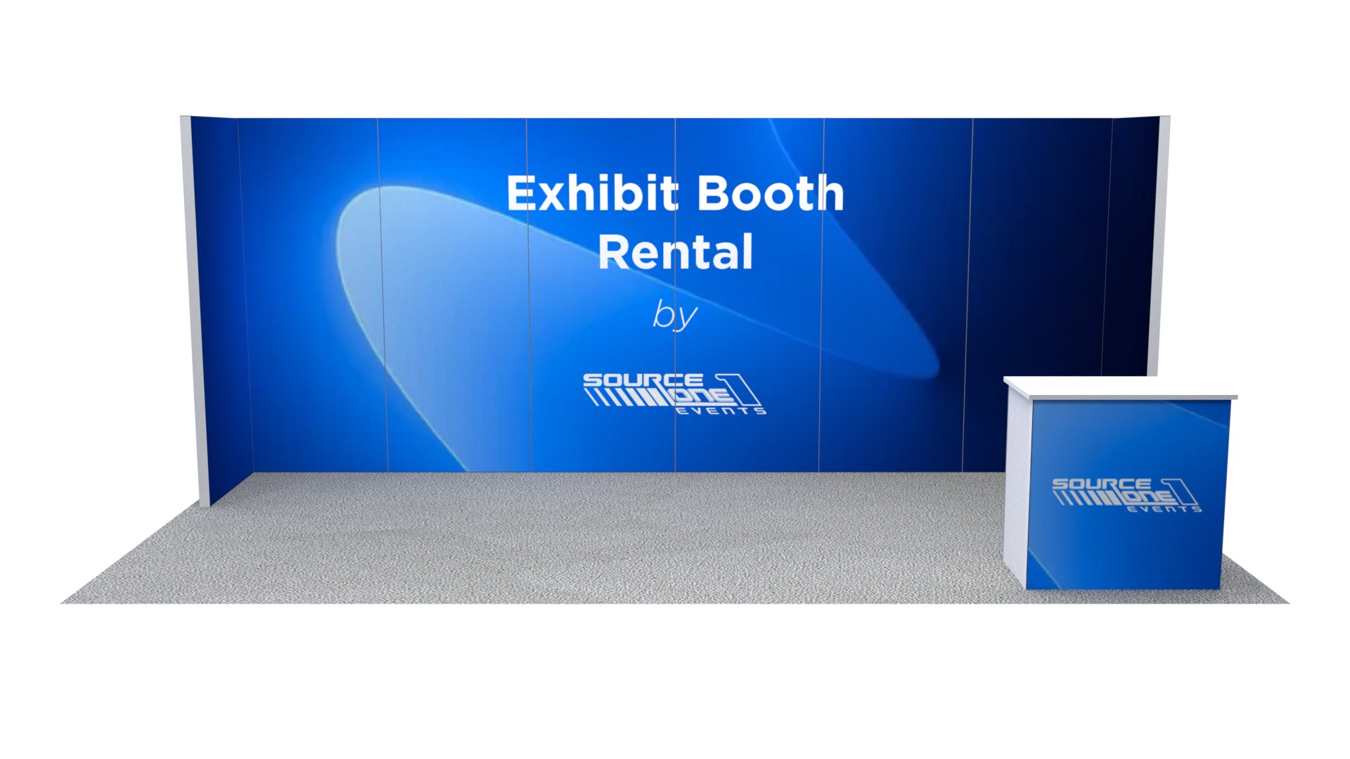BM201 rental exhibit featuring seamless graphic backdrop