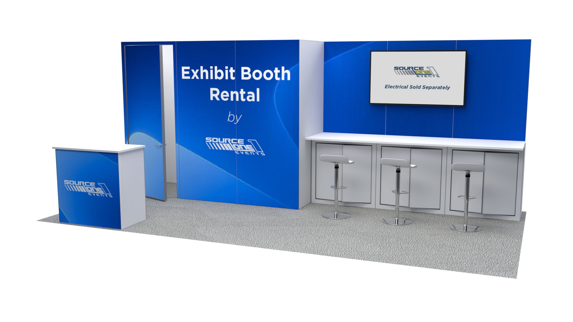 BM205 modular trade show booth with reception counter