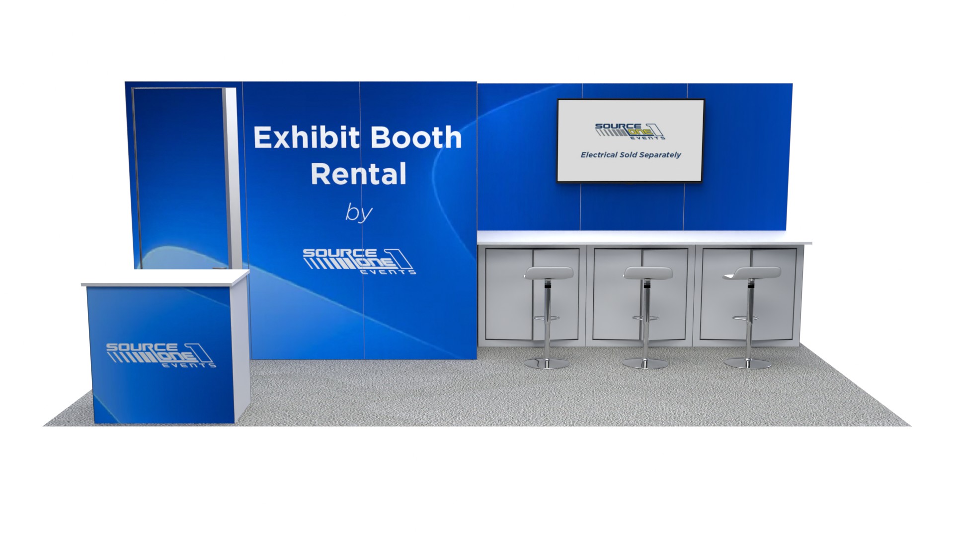 BM205 inline exhibit booth featuring branded backdrop
