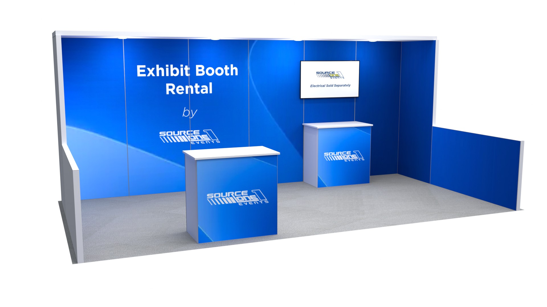BM207 inline exhibit booth with branded reception counter