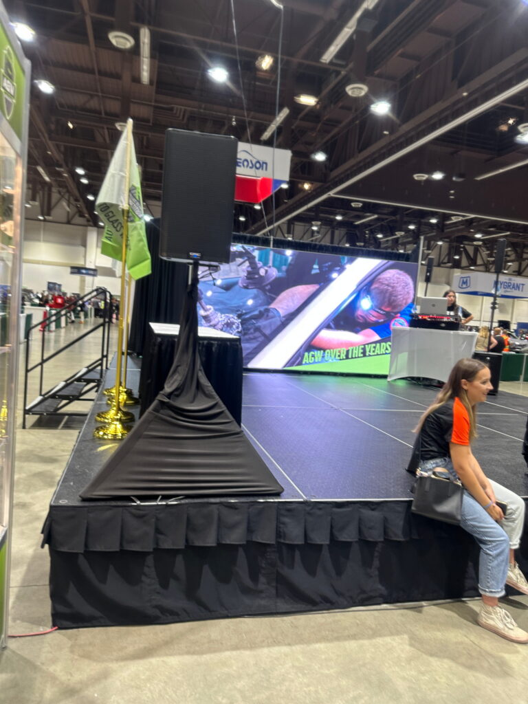 Large LED stage screen inside a convention hall