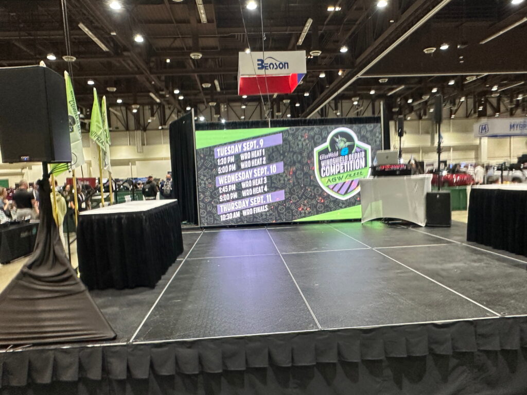 Large LED presentation wall at a convention center