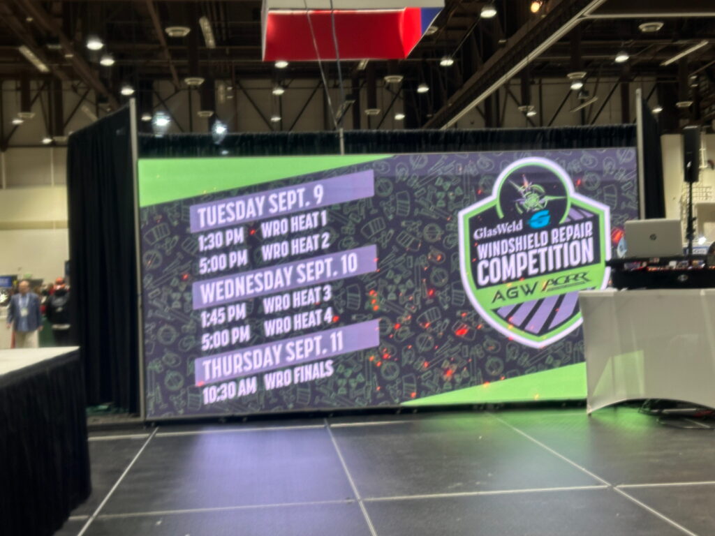 LED display wall featuring conference competition graphics