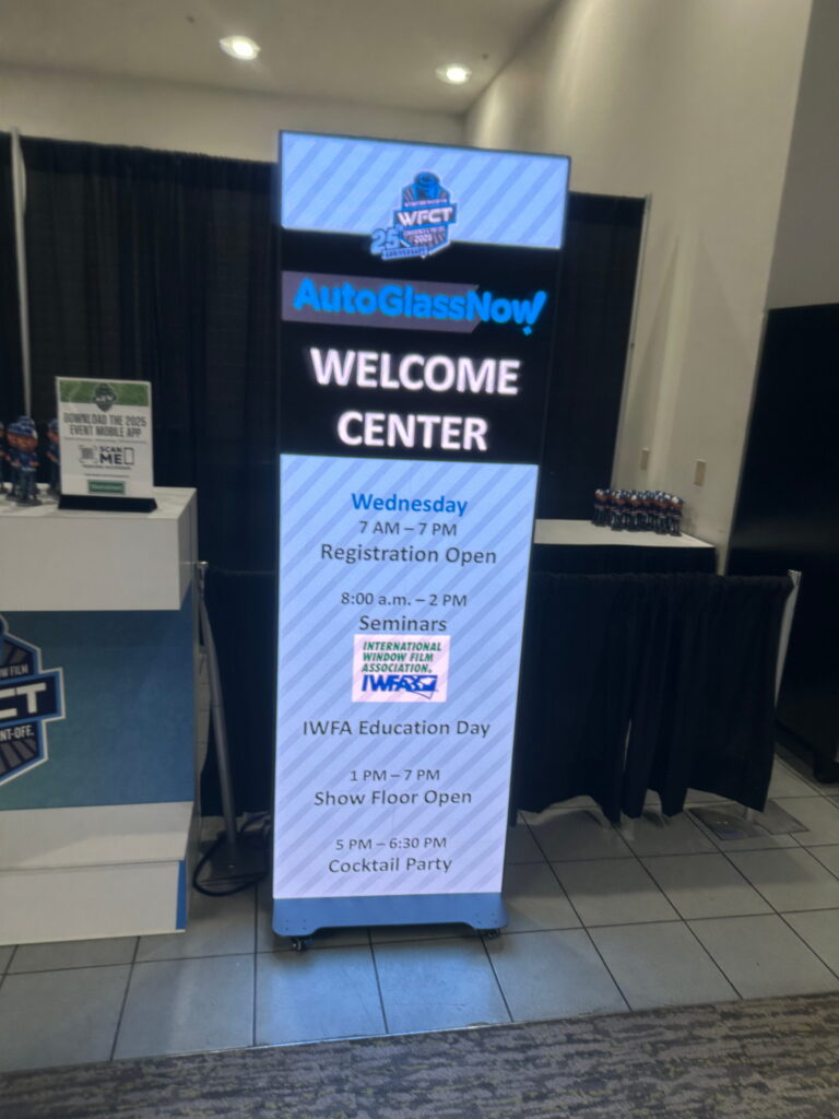 Trade show welcome center entrance signage
