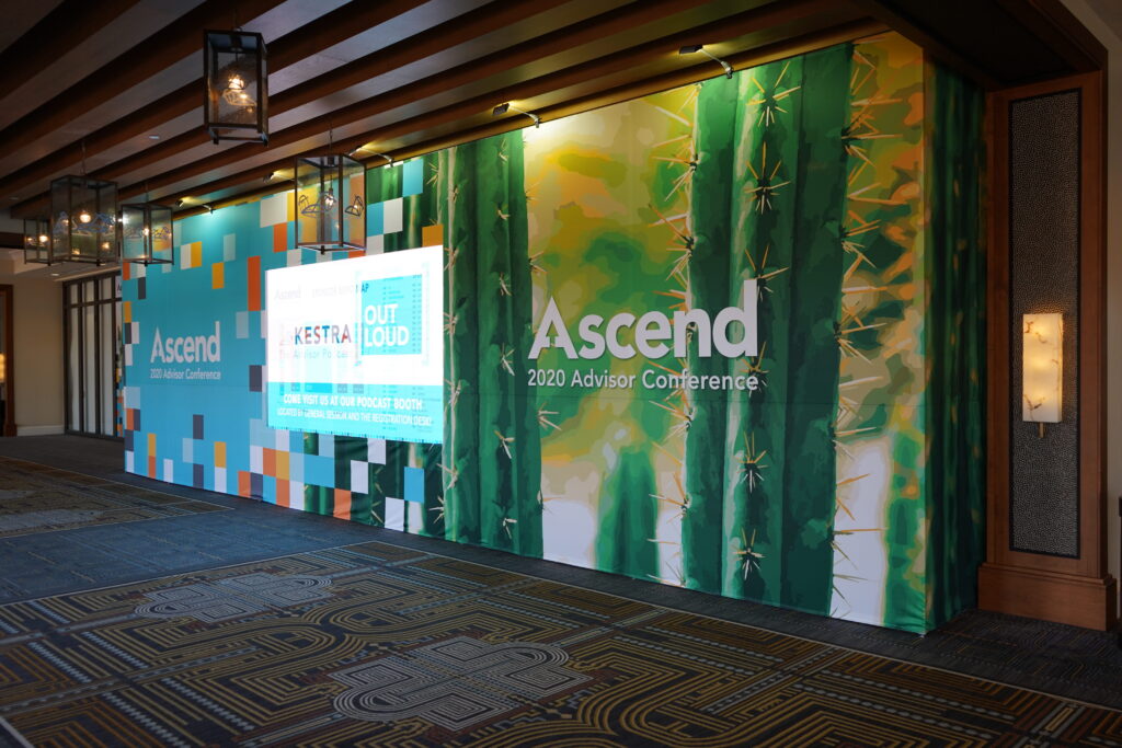 Ascend conference entrance with large-format branded graphics and experiential design