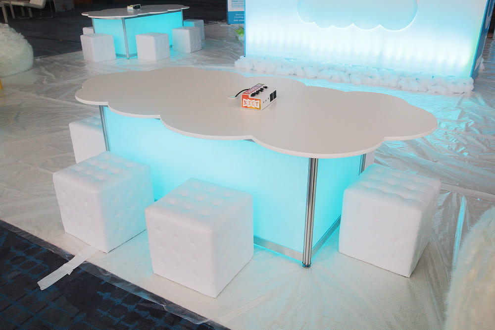 Illuminated LED event furniture and cocktail table rental for corporate events