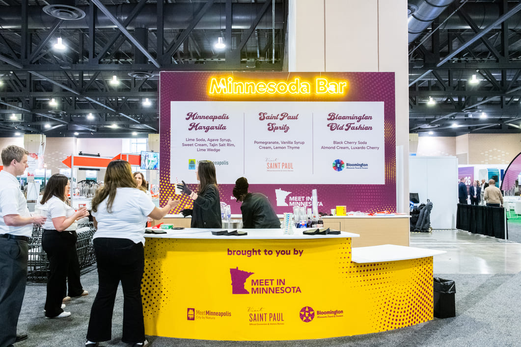 Branded beverage bar serving attendees as part of a conference activation.