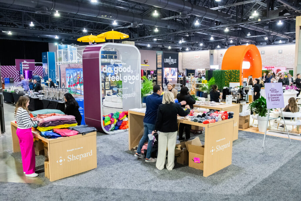 Community engagement activation encouraging conference attendees to participate in charitable initiatives.