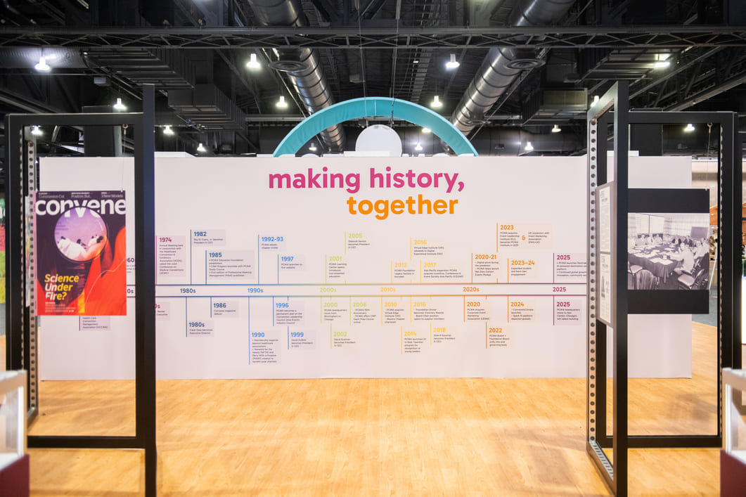 Large environmental graphic installed inside the conference museum experience.