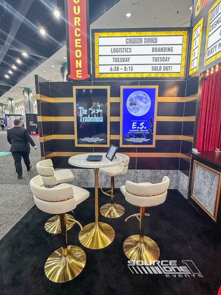 Modern exhibit showcasing Source One Events' custom booth fabrication, environmental graphics, and attendee engagement solutions.