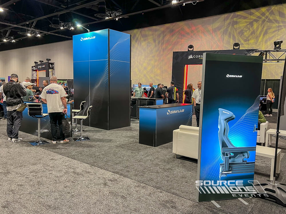 Custom gaming exhibit featuring demonstration stations, branded architecture, and experiential attendee engagement.