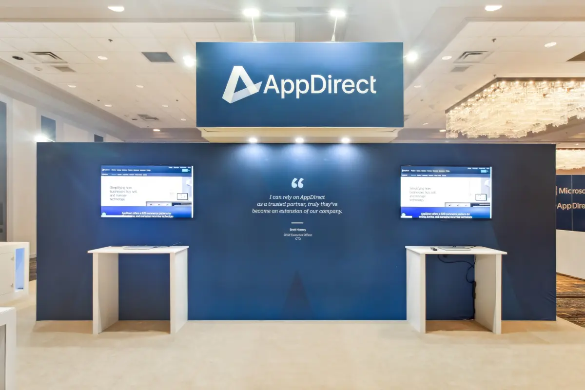 AppDirect custom trade show exhibit with modern branded environment