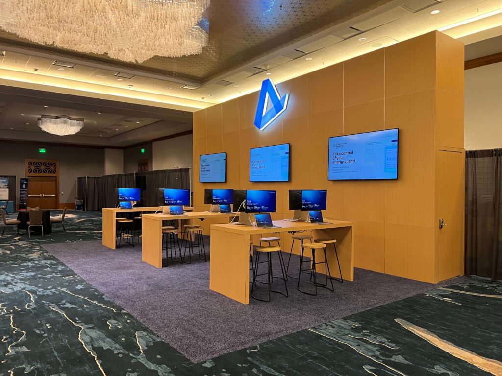 Interactive digital experience center with branded corporate displays